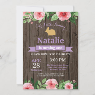 Bunny Birthday Girl Easter Egg 1st First Birthday Invitation