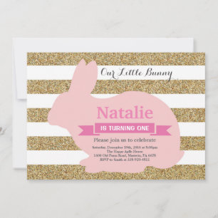 Bunny Birthday Girl Easter Egg 1st First Birthday Invitation