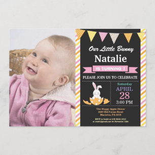 Bunny Birthday Girl Easter Egg Birthday Invitation
