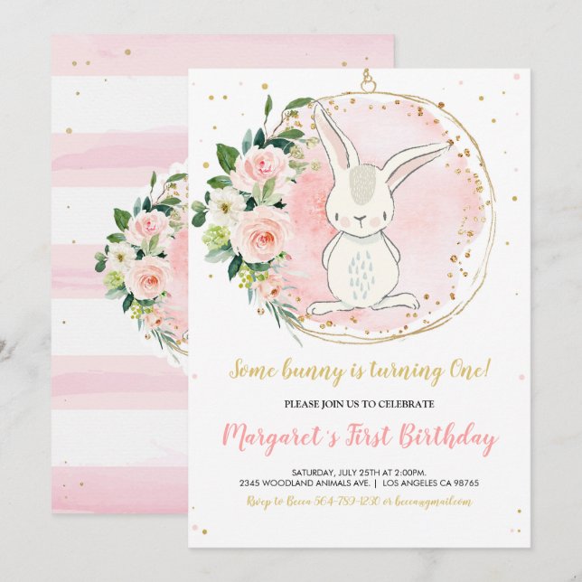 Bunny Birthday Invitation (Front/Back)