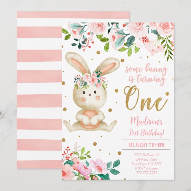 Bunny Birthday Invitation (Front/Back)