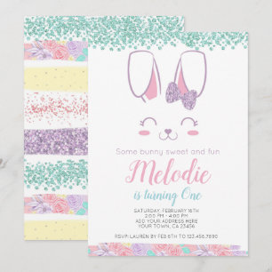 Bunny Birthday Invitation, Any age, 1st birthday Invitation