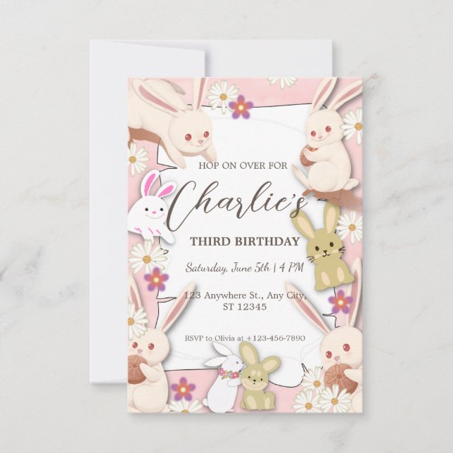 Bunny Birthday invitation for Child (Front)