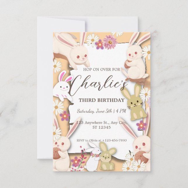 Bunny Birthday invitation for Child (Front)