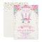Bunny birthday invitation pink and gold 1st first