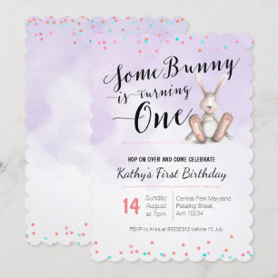 Bunny Birthday Invitation PURPLE