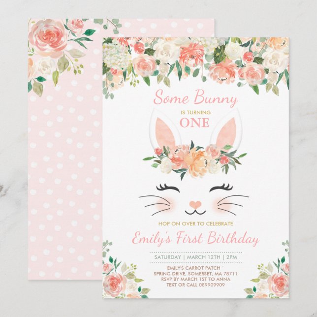 Bunny Birthday Invitation Some Bunny Birthday (Front/Back)