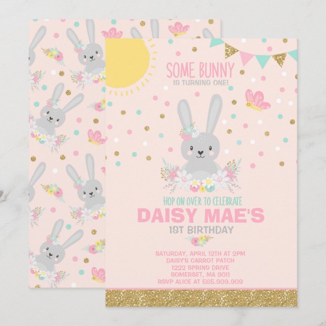 Bunny Birthday Invitation Some Bunny Birthday (Front/Back)