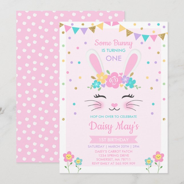 Bunny Birthday Invitation Some Bunny Birthday (Front/Back)
