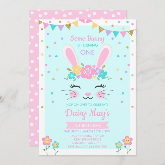 Bunny Birthday Invitation Some Bunny Birthday (Front/Back)