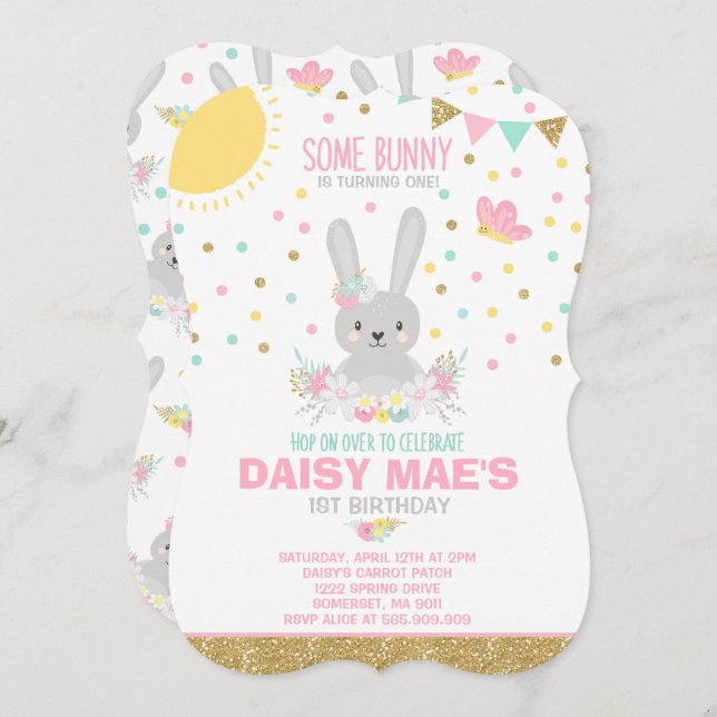 Bunny Birthday Invitation Some Bunny Birthday (Front/Back)