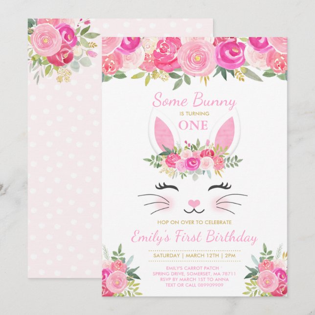 Bunny Birthday Invitation Some Bunny Birthday (Front/Back)