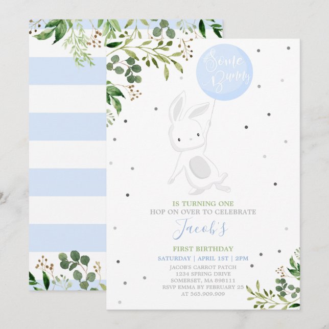 Bunny Birthday Invitation Some Bunny Birthday (Front/Back)