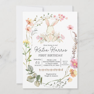 Bunny Birthday Invitation, Some bunny is one Invit Invitation