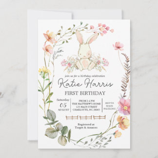 Bunny Birthday Invitation, Some bunny is one Invitation