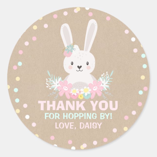 Bunny Birthday Party Favour Tag Some Bunny Sticker (Front)