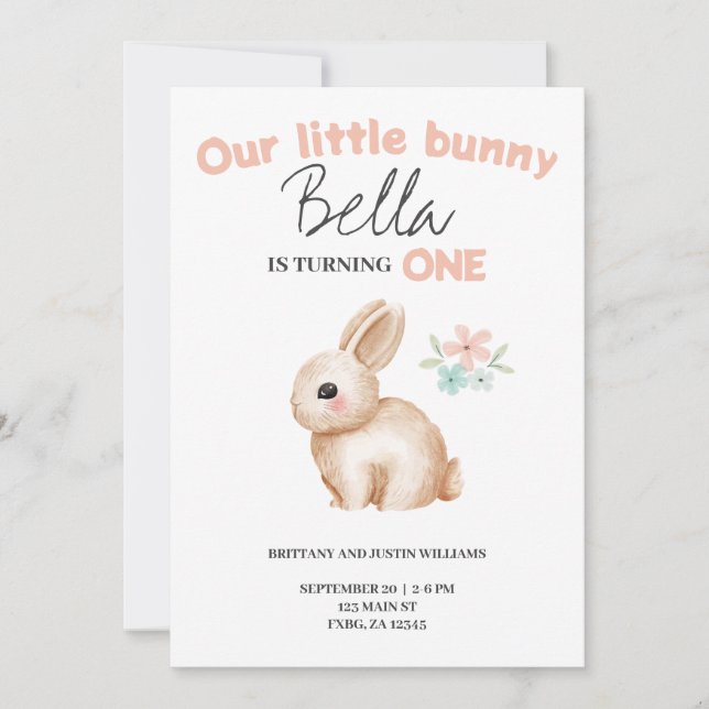 Bunny Birthday Party Invitation (Front)