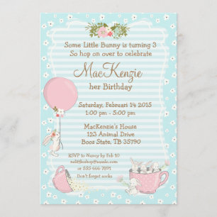 Bunny birthday party invitation