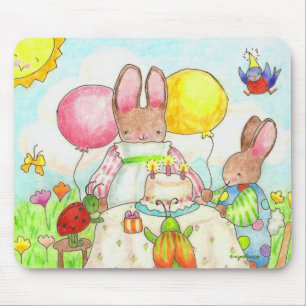 bunny birthday party mouse mat