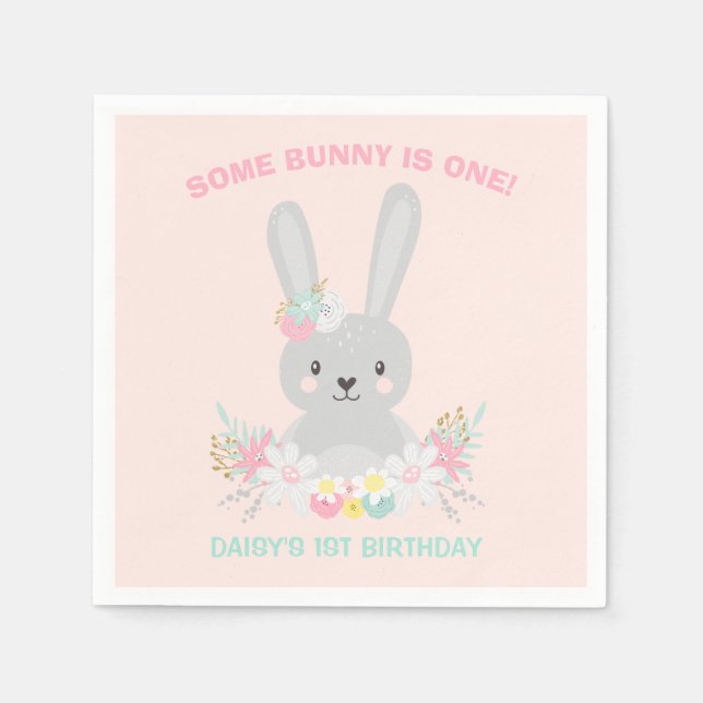 Bunny Birthday Party Napkin Some Bunny Birthday (Front)