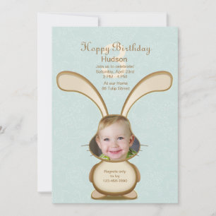 Bunny Birthday Photo Invitation