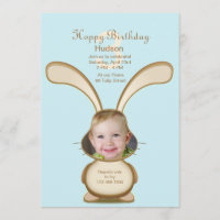 Bunny Birthday Photo Invitation (Customised)