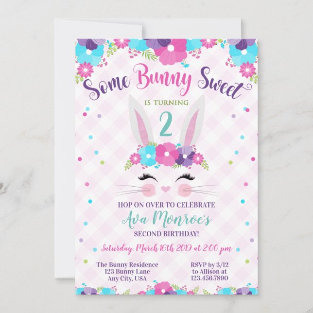 Bunny Birthday, Some Bunny Sweet, Any Age, Easter Invitation (Front)