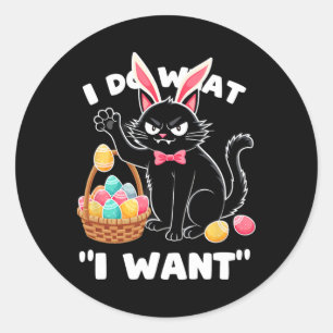 Bunny Black Cat Easter Egg Sket Classic Round Sticker