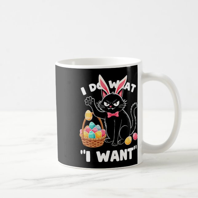 Bunny Black Cat Easter Egg Sket  Coffee Mug (Right)