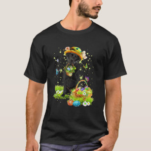 Bunny Black Labrador Dog Happy Easter Eggs Easter T-Shirt