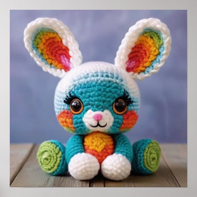 Bunny Bliss Crochet: Colourful Rabbit in Sweet Hue Poster (Front)