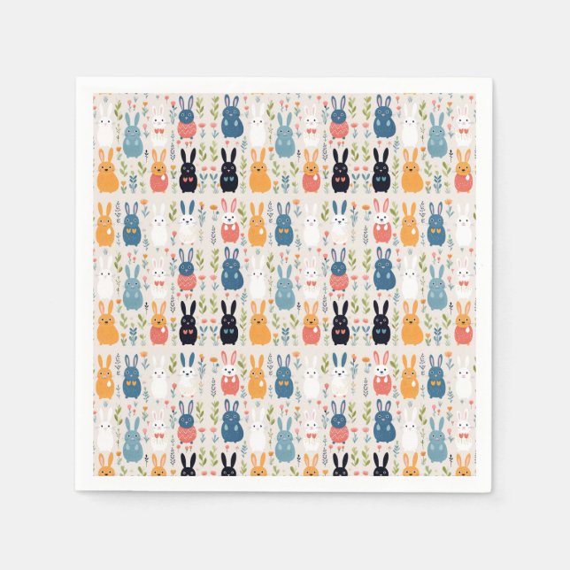Bunny Bliss Easter Pattern Napkin (Front)