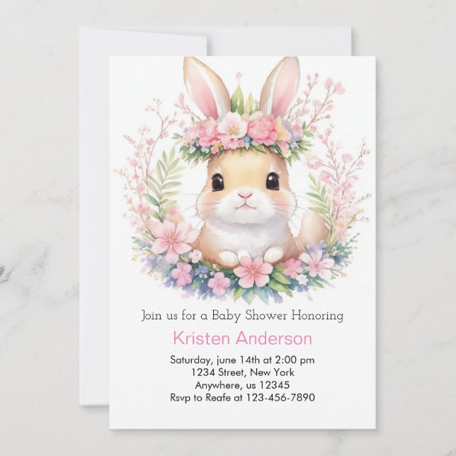 Bunny Bliss Girl Baby Shower Invitation (Front)