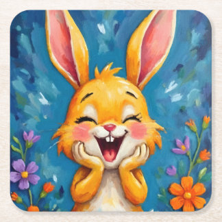 Bunny Bliss Square Paper Coaster