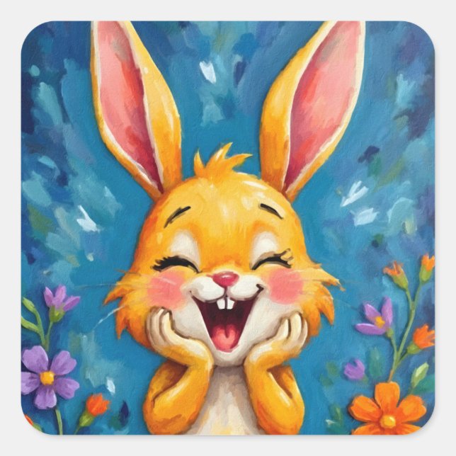 Bunny Bliss Square Sticker (Front)