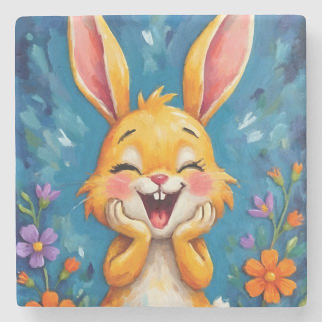 Bunny Bliss Stone Coaster (Front)
