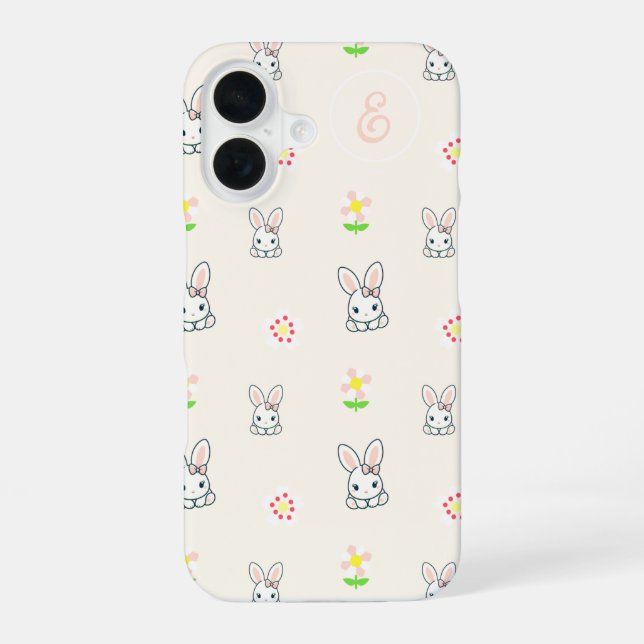 Bunny Bloom Delight iPhone 16 Case (Back)