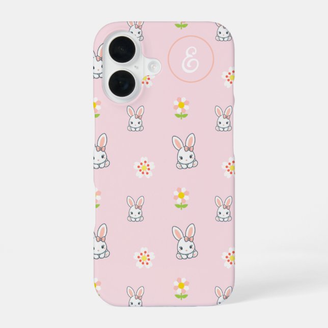 Bunny Bloom Delight iPhone 16 Case (Back)
