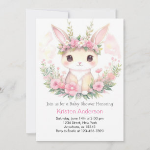 Bunny Blossom Bash Bunny Girl Baby Shower Invitation