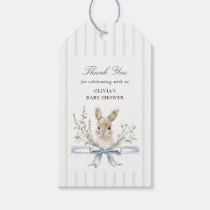 Bunny Blue Bow Baby Shower Thank you Gift Tags