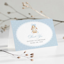 Bunny, Blue Bow, Blue Polka Dots, First Birthday