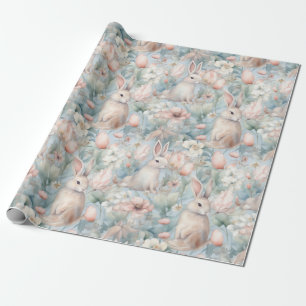 Bunny Blue Garden Wrapping Paper