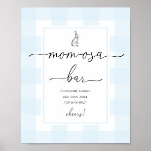 Bunny Blue Gingham Baby Shower Mum-osa Bar Sign
