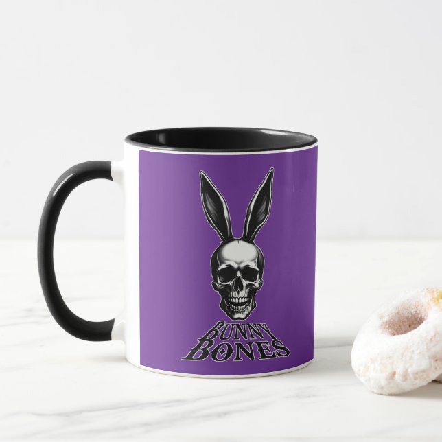 Bunny Bones – Gothic Easter Bunny - mug (With Donut)