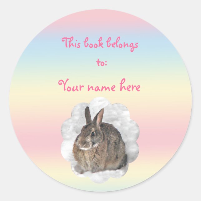 Bunny Bookplate Classic Round Sticker (Front)