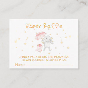 *~* Bunny Boots Umbrella PINK Diaper Raffle Enclosure Card