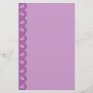 Bunny Border: Purple on Lilac Stationery