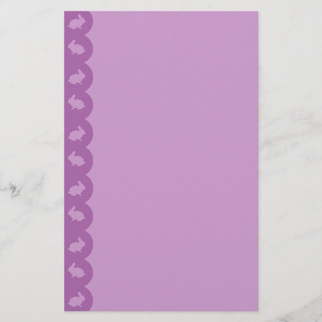 Bunny Border: Purple on Lilac Stationery (Front)