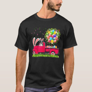 Bunny Boston Terrier Happy Easter Eggs Tree T-Shirt