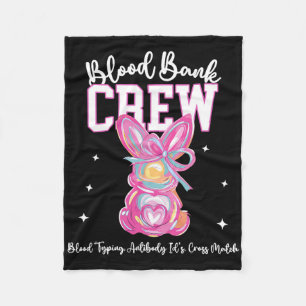 Bunny Bow Easter Blood Bynk Crew Medical Lab Tech Fleece Blanket